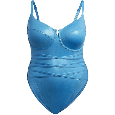 adidas Ivy Park One-Piece Swimsuit (Plus Size) Shock Cyan