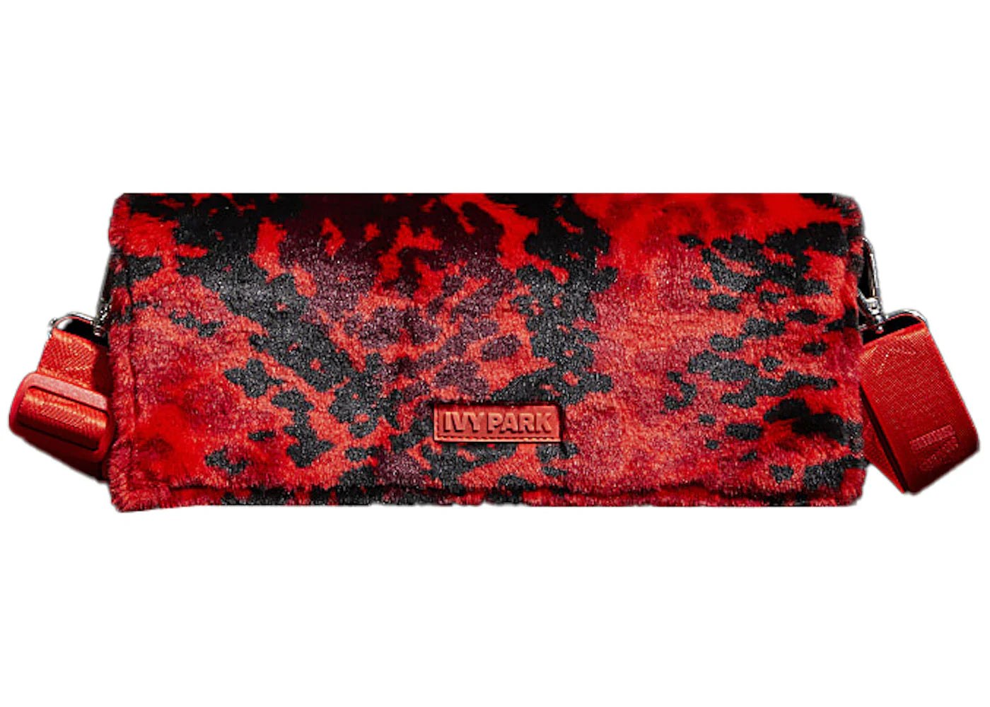 adidas Ivy Park Printed Faux Fur Envelope Clutch Red