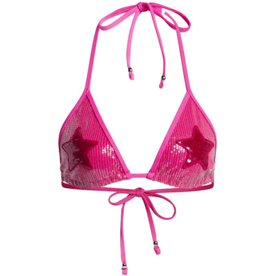 adidas Ivy Park Sequin Triangle Bikini Top Shock Pink
