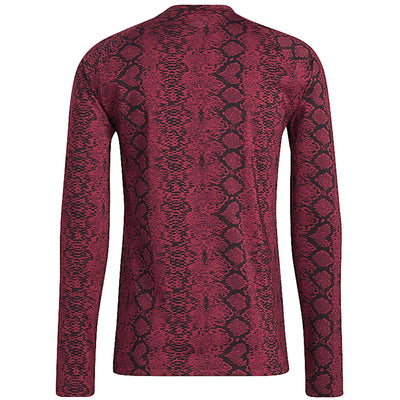 adidas Ivy Park Snakeskin Allover Print Baselayer Top (Mens) Cherry Wood/Black