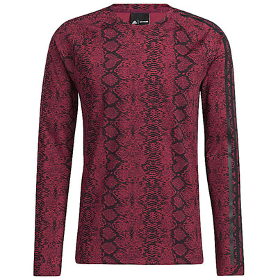 adidas Ivy Park Snakeskin Allover Print Baselayer Top (Mens) Cherry Wood/Black