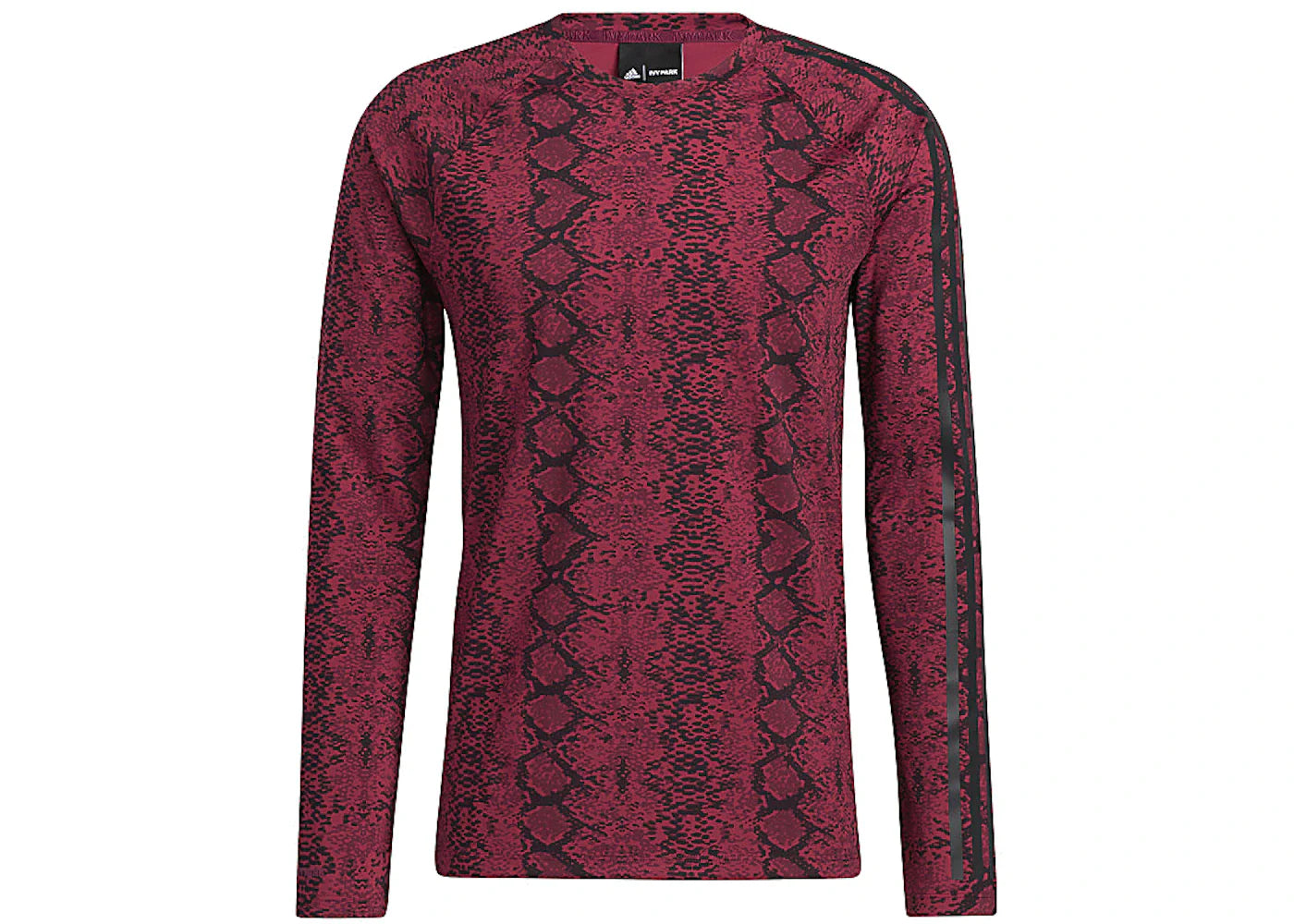 adidas Ivy Park Snakeskin Allover Print Baselayer Top (Mens) Cherry Wood/Black