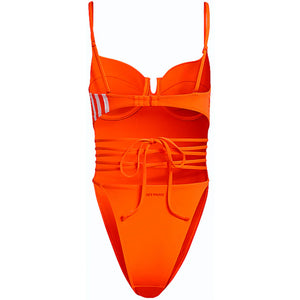 adidas Ivy Park Spaghetti Strap One Piece Swimsuit Solar Orange