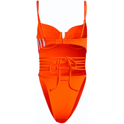 adidas Ivy Park Spaghetti Strap One Piece Swimsuit Solar Orange