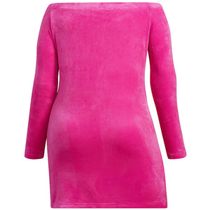 adidas Ivy Park Velour Dress (Plus Size) Shock Pink