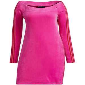 adidas Ivy Park Velour Dress (Plus Size) Shock Pink