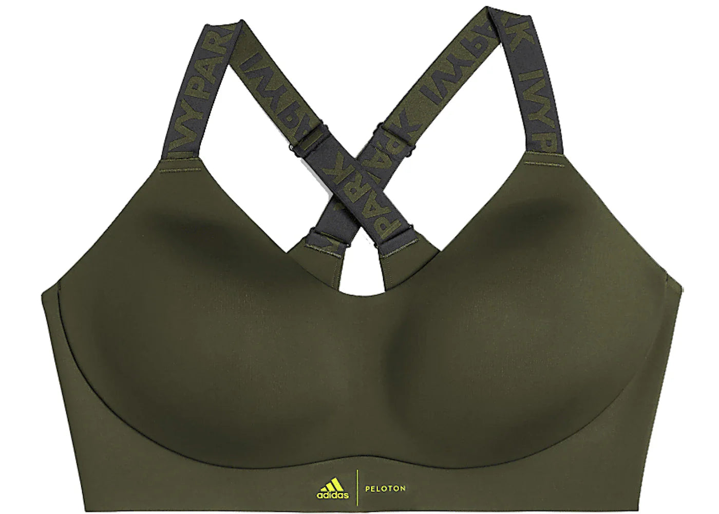 adidas Ivy Park x Peloton BR Tape Bra (Plus Size) Focus Olive/Black/Shock Lime