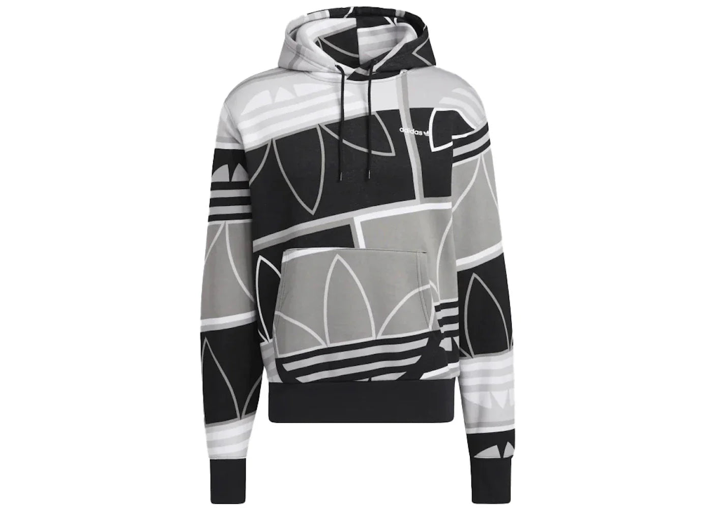adidas Logo Play Pullover Hoodie Black/White/Grey