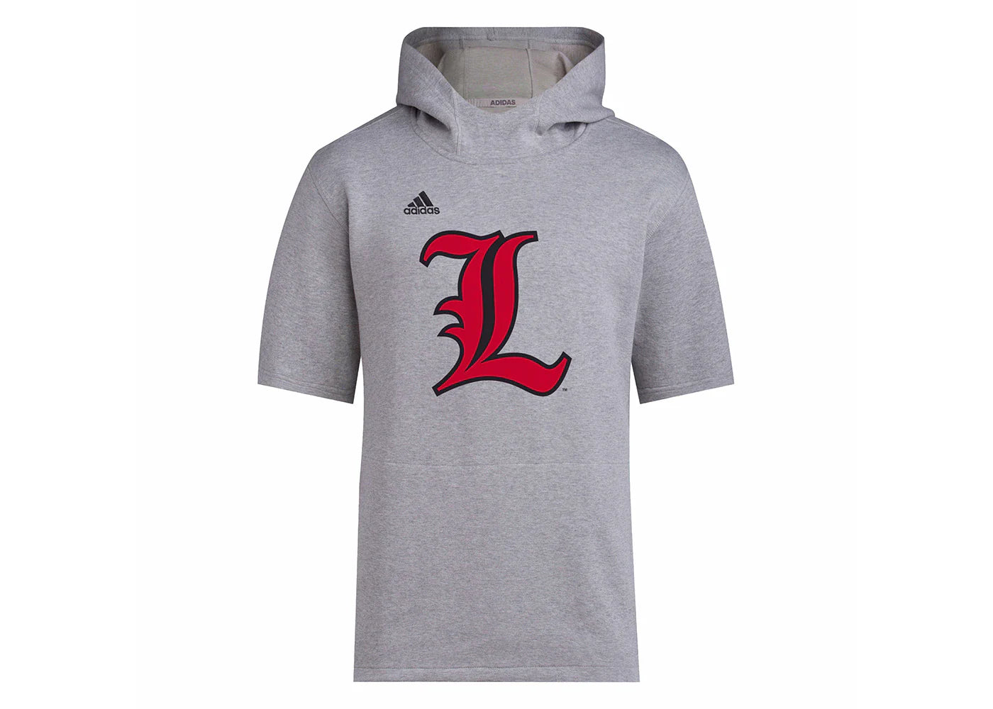 adidas Louisville Baseball Short Sleeve Hoodie Medium Grey Heather/Black