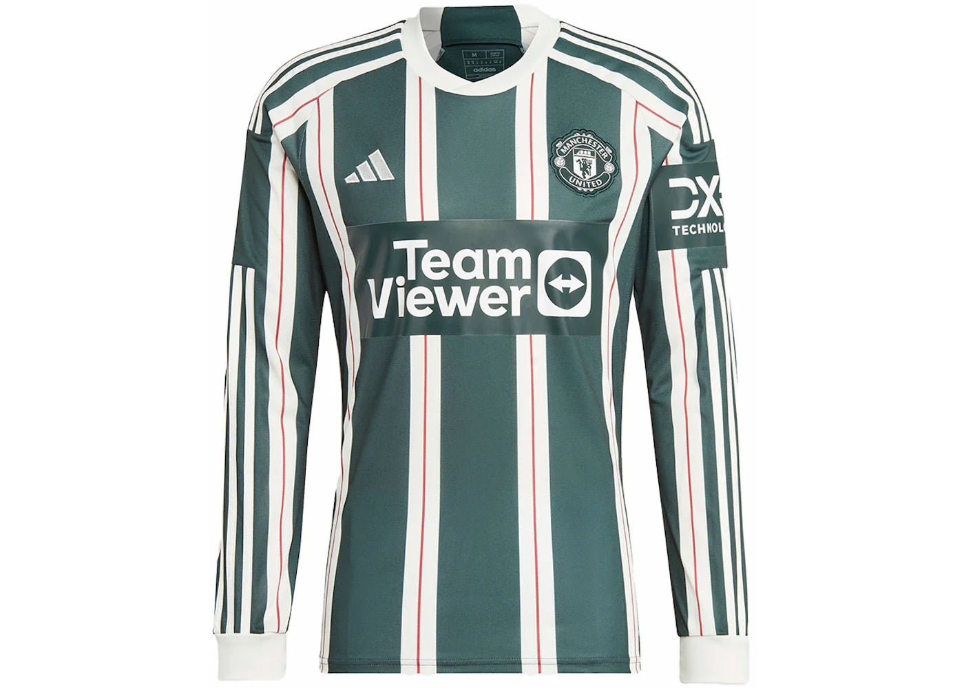adidas Manchester United 23/24 Long Sleeve Away Jersey Green Night/Core White/Active Maroon
