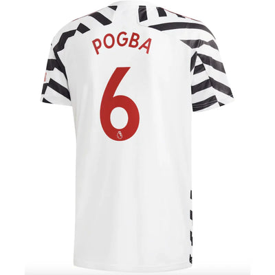 adidas Manchester United Third Shirt 2020-21 with Pogba 6 printing Jersey White/Black