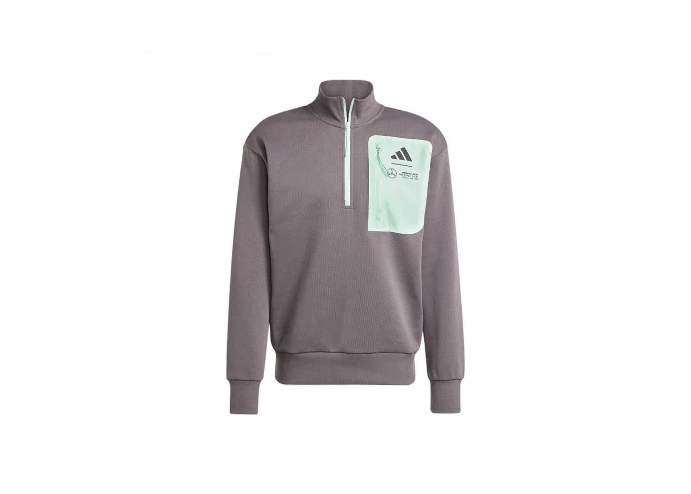 adidas Mercedes AMG Petronas Formula Team Premium Woven Fleece Top Grey Strata/Frozen Green