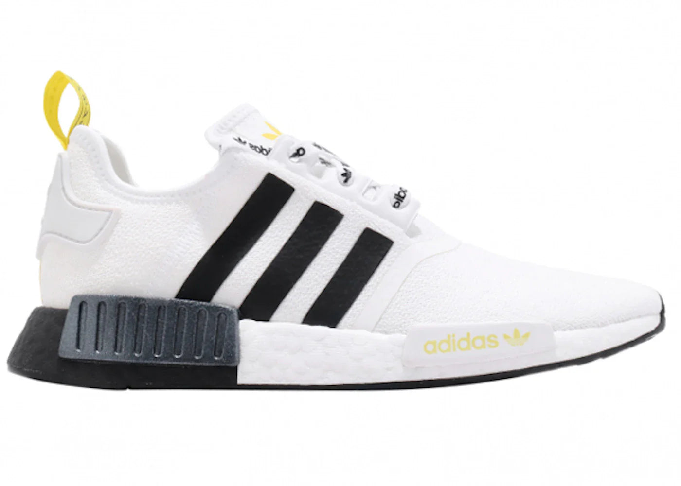 adidas NMD R1 STLT Primeknit White Black Bright Yellow