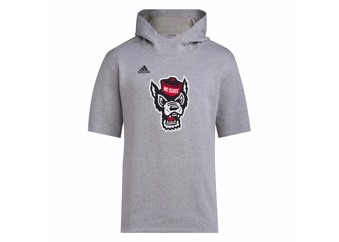adidas Nc State Baseball Short Sleeve Hoodie Medium Grey Heather/Black