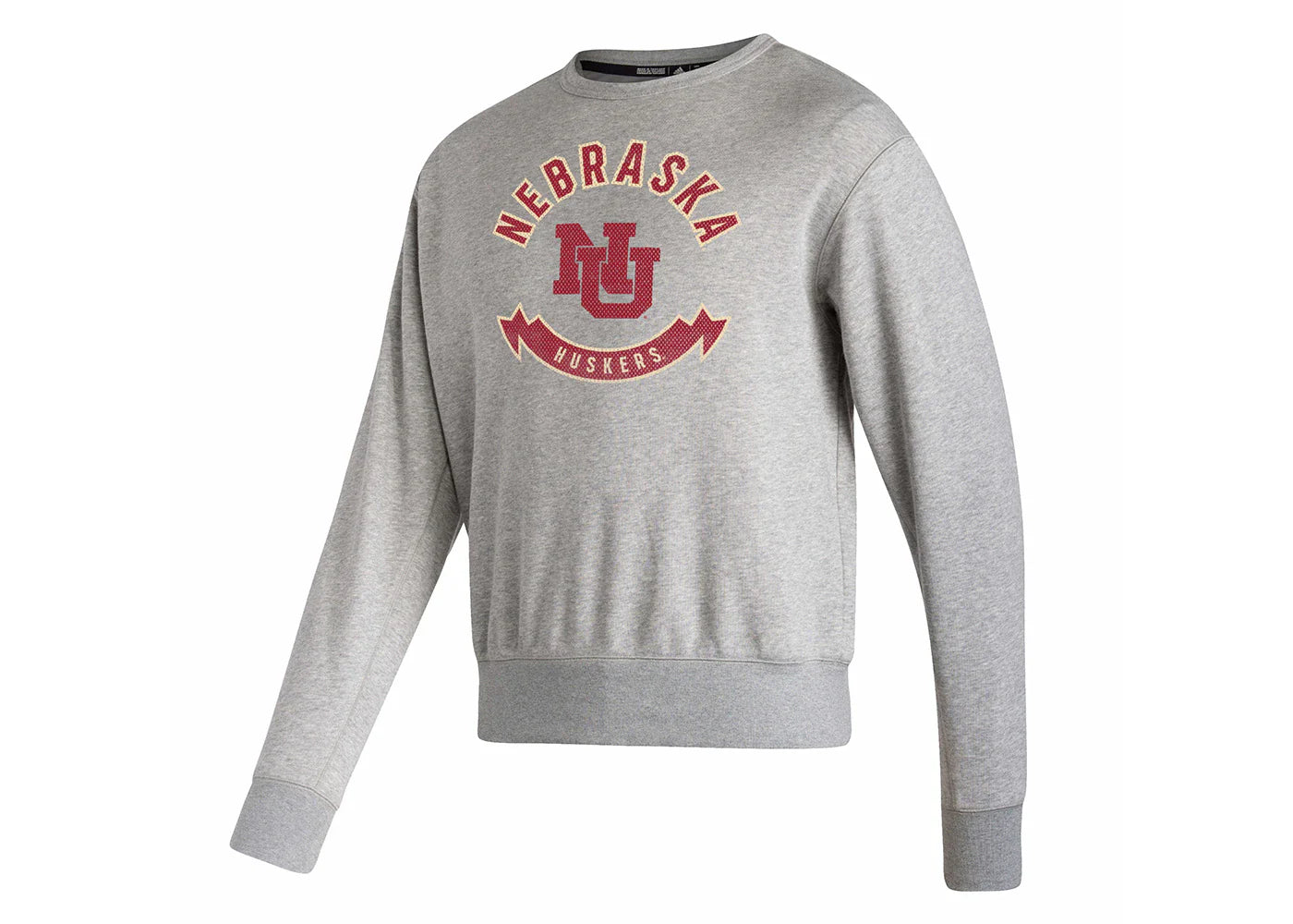 adidas Nebraska Long Sleeve Sweatshirt Medium Grey Heather/White/Multi