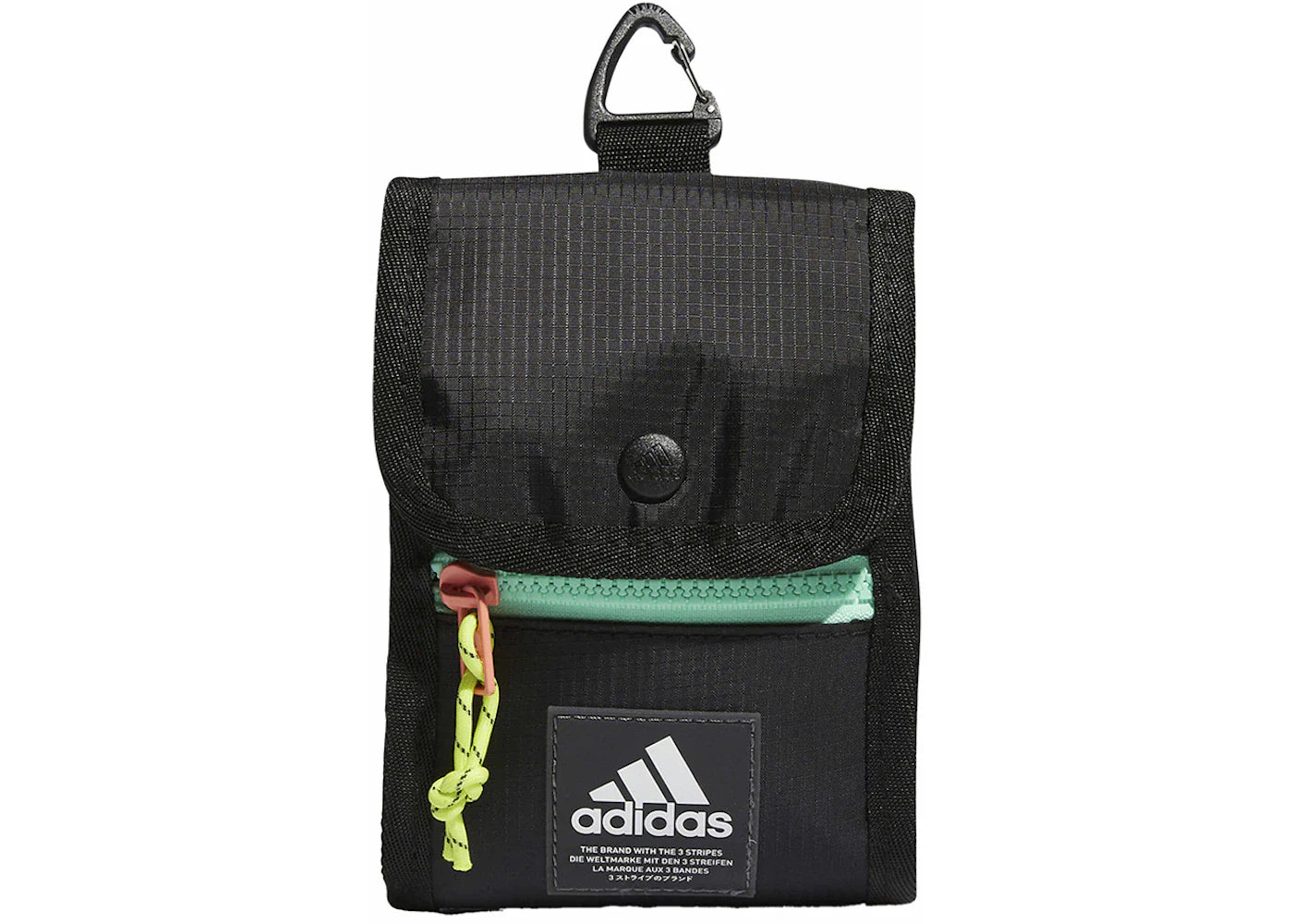 adidas Neck Pouch Crossbody Bag Black/Vivid Mint/Coral