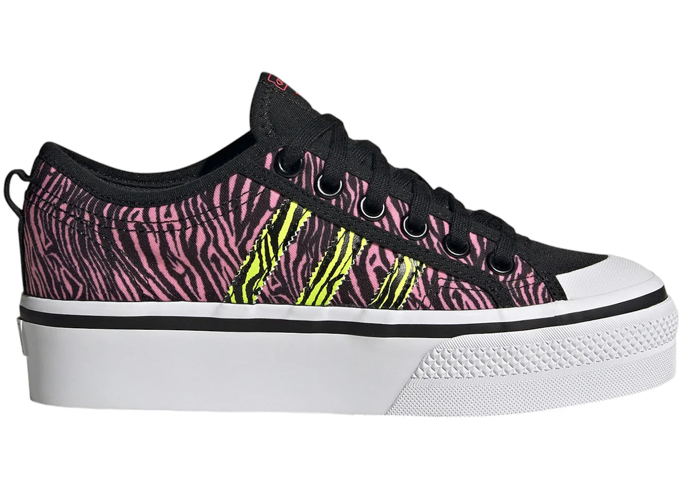 adidas Nizza Platform Core Black Solar Yellow Bliss Pink (Women's)