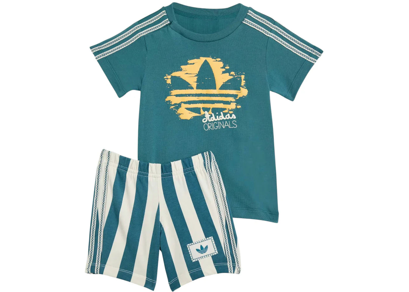 adidas Originals Toddler Summer Glow Tee And Short Set Tech Green/Wonder White