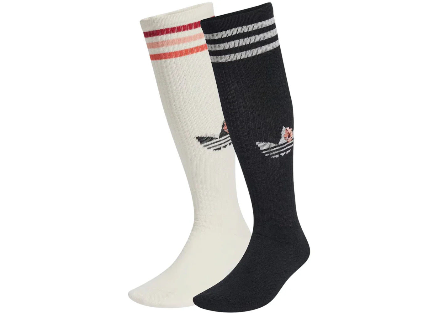 adidas Originals x Liberty London Knee Socks 2 Pairs Chalk White/Black/Collegiate Burgundy
