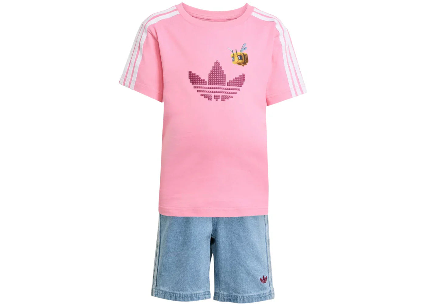 adidas Originals x Minecraft Kids Tee And Short Set Bliss Pink/Clear Blue