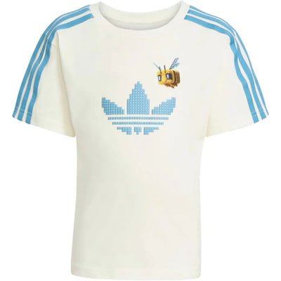 adidas Originals x Minecraft Kids Tee And Short Set Off White/Clear Blue
