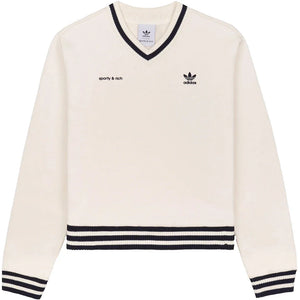 adidas Originals x Sporty & Rich V-Neck Sweatshirt Cream/Navy