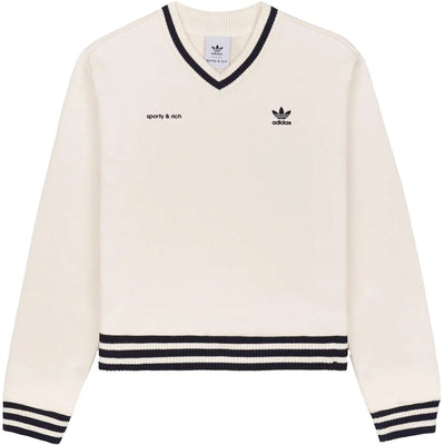 adidas Originals x Sporty & Rich V-Neck Sweatshirt Cream/Navy
