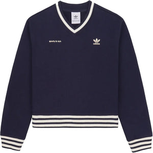 adidas Originals x Sporty & Rich V-Neck Sweatshirt Navy/Cream