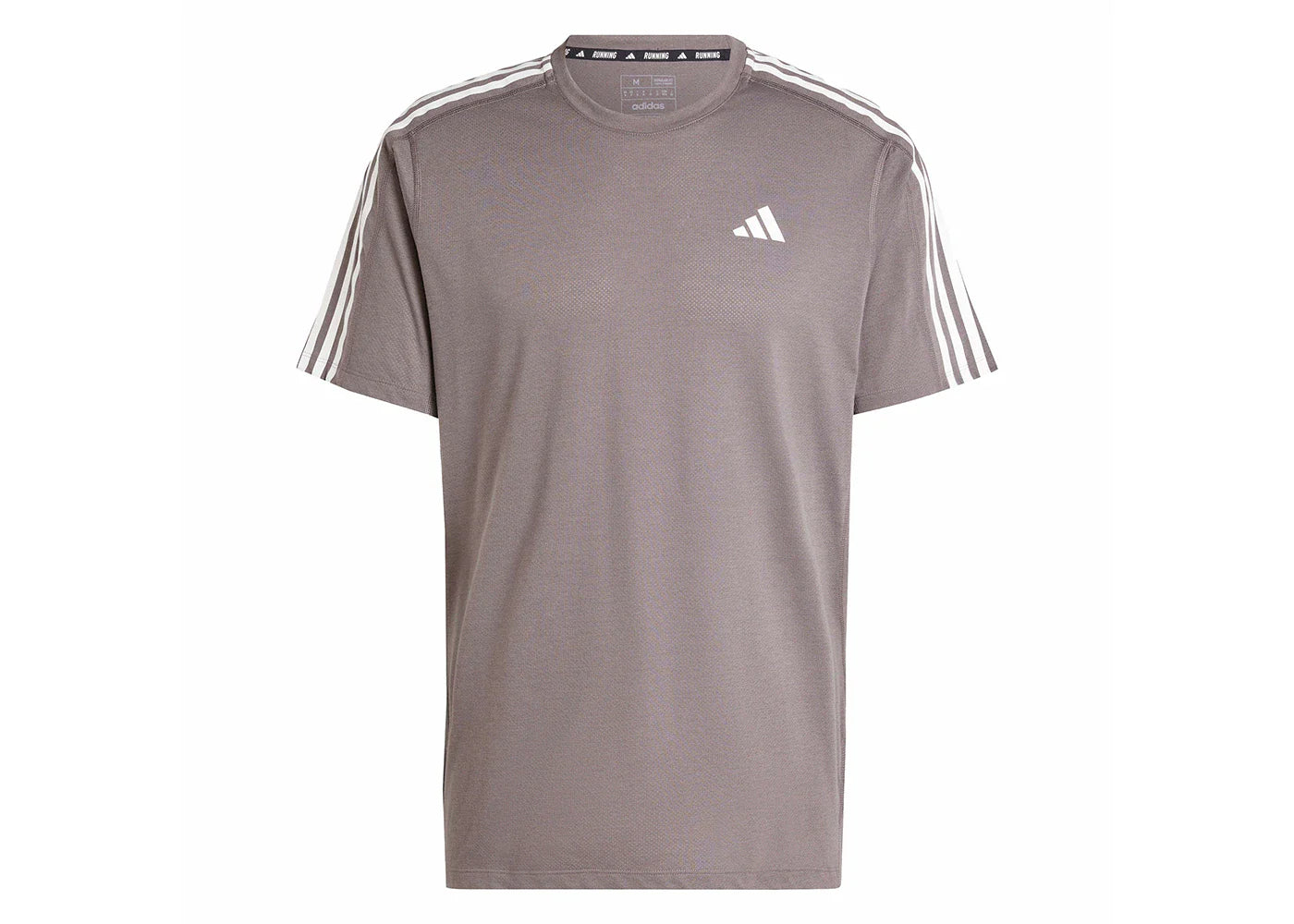 adidas Own the Run 3-Stripes Tee Charcoal