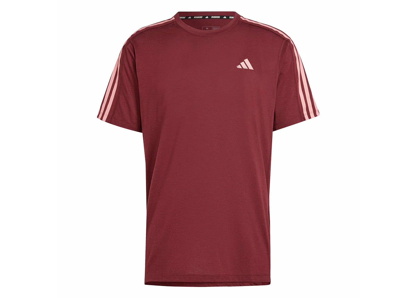 adidas Own the Run 3-Stripes Tee Shadow Red