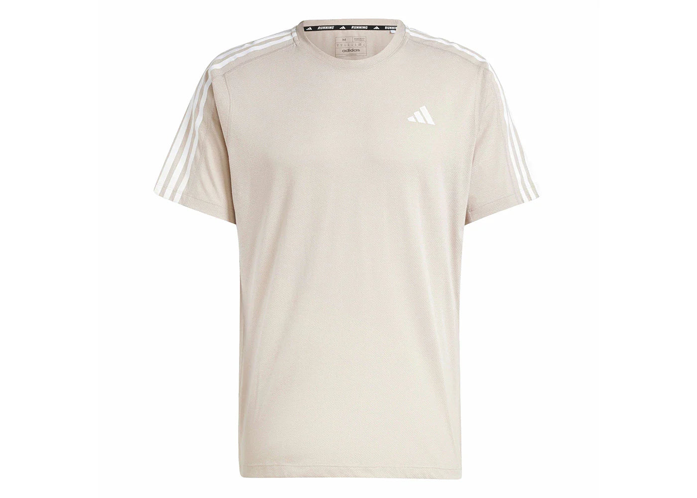 adidas Own the Run 3-Stripes Tee Wonder Beige