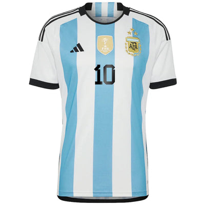 adidas Argentina 23/23 Messi Winners Home Replica Jersey White/Light Blue