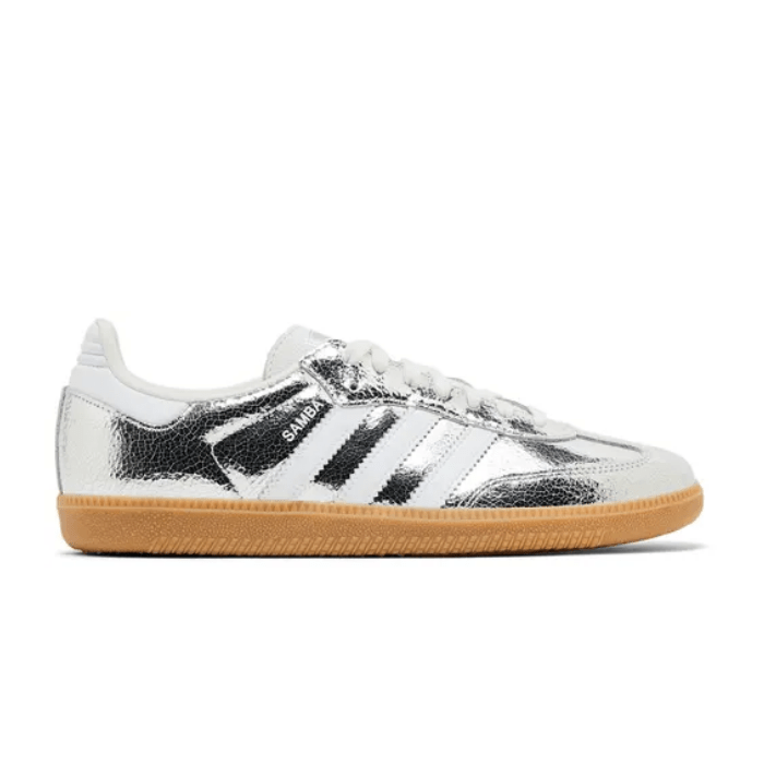 Adidas Samba OG Silver Metallic Cracked Leather (Women's)