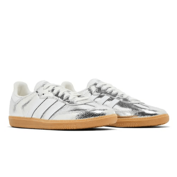 Adidas Samba OG Silver Metallic Cracked Leather (Women's)