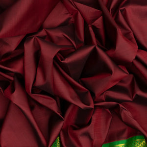 Maroon Handloom Kanchipuram Korvai 9 Yards Silk Saree With Green Border