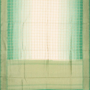 Off White Handloom Banarasi Silk Cotton Saree With Zari Checks