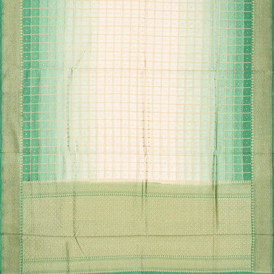 Off White Handloom Banarasi Silk Cotton Saree With Zari Checks