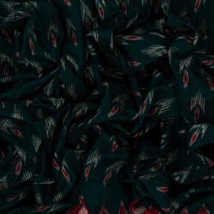 Bottle Green Handloom Orissa Cotton Saree With Tie & Dye Flower Motifs