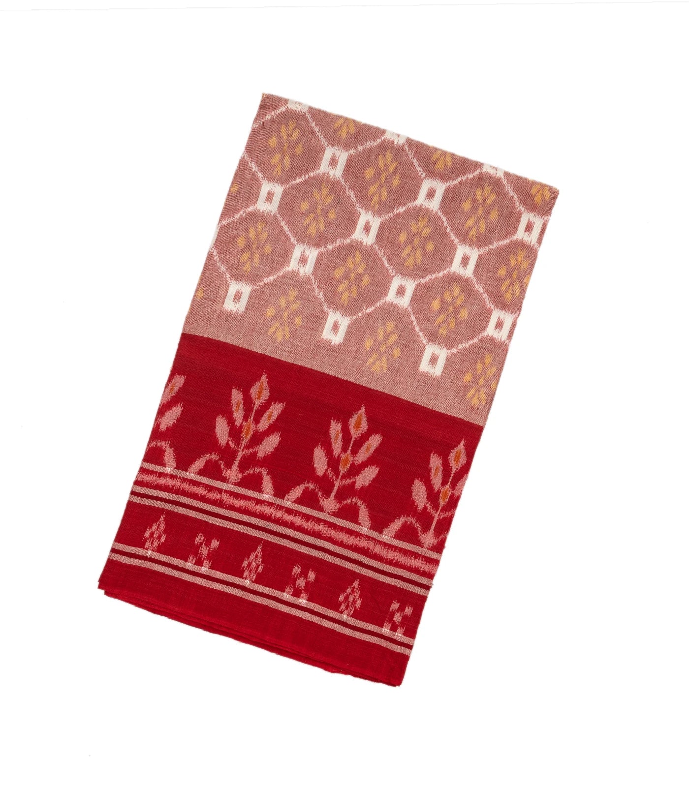 Dusty Pink Handloom Orissa Cotton Saree With Tie & Dye Jaal Motifs