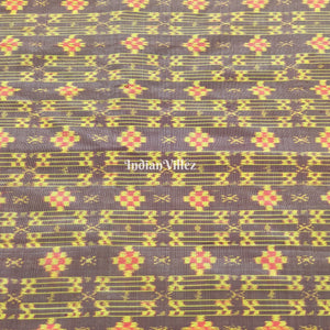 Grey Yellow Small Pasapali Sambalpuri Ikat Silk Fabric