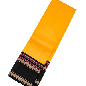 Yellow Handloom Kanchipuram Korvai Silk Saree With Contrast Border