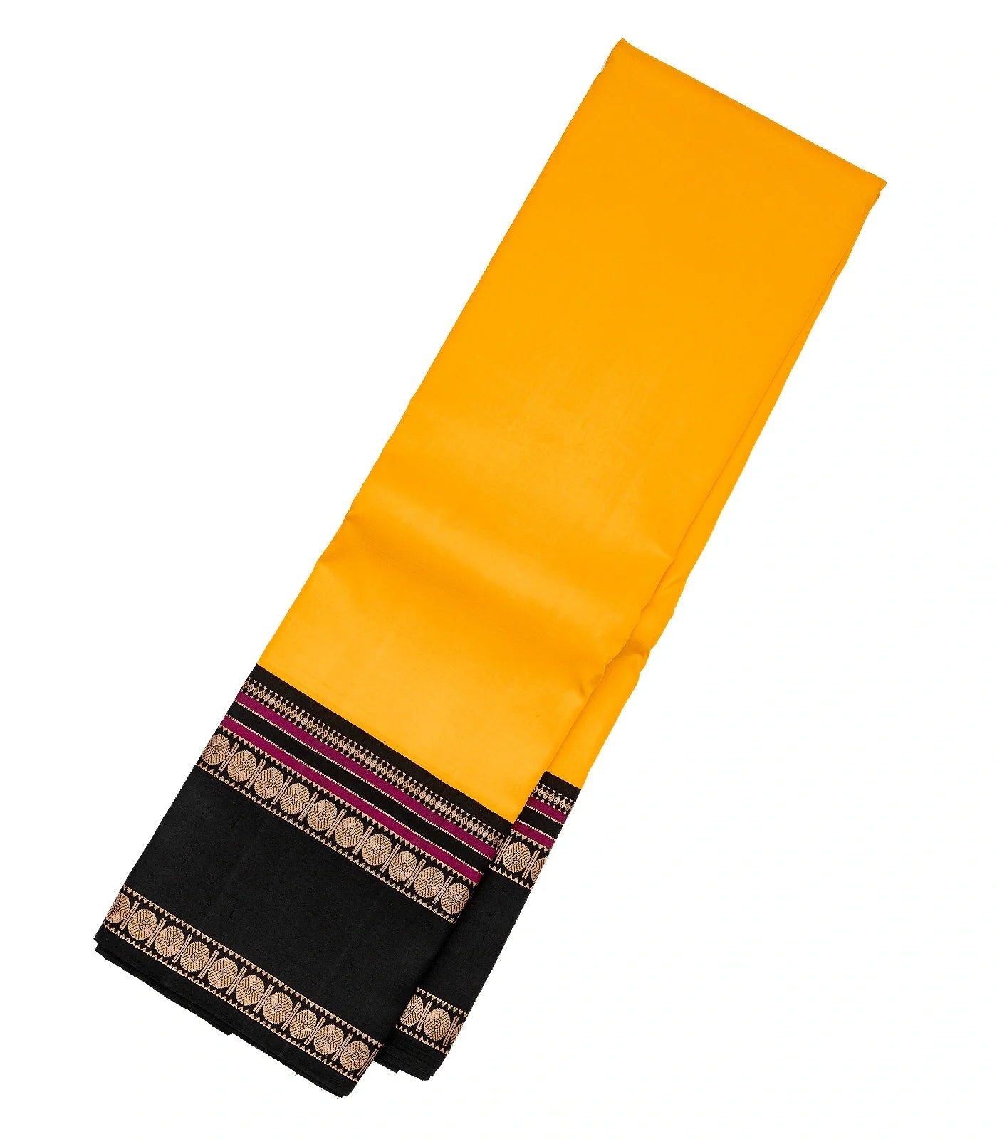 Yellow Handloom Kanchipuram Korvai Silk Saree With Contrast Border