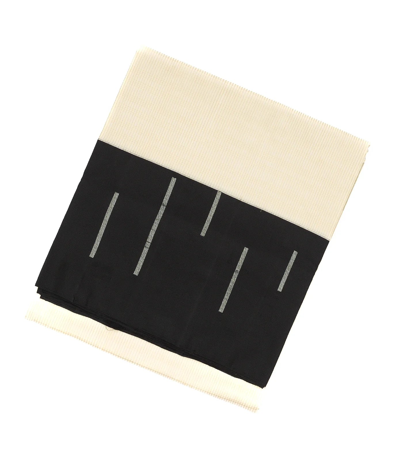 Cream Handloom Soft Silk Saree With Stripes & Contrast Black Border