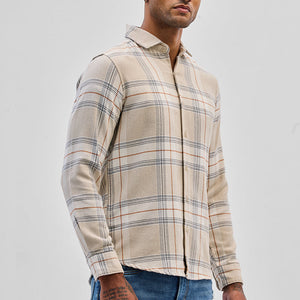 Beige Checks Slim Fit Shirt