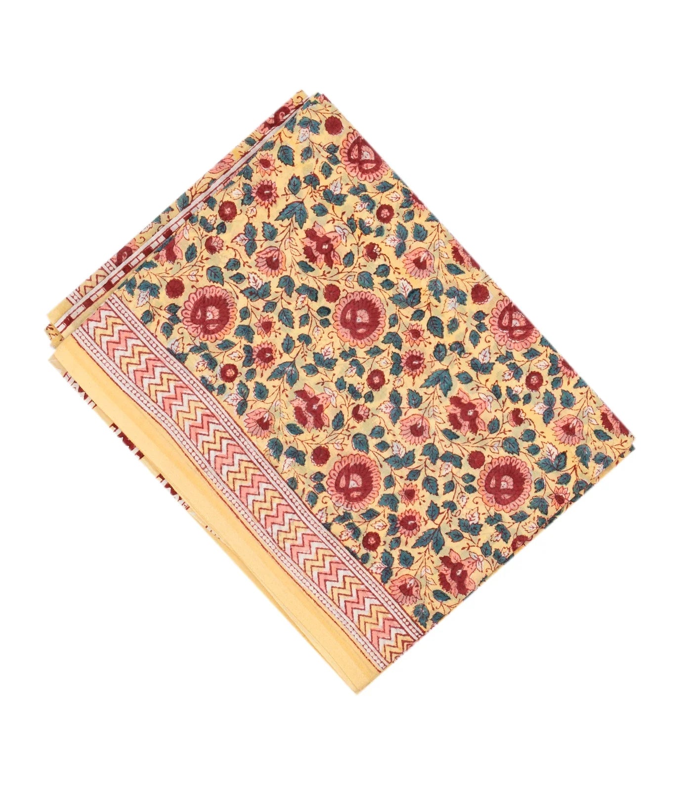 Sandal Woven Jaipur Cotton Saree Printed And Floral Motifs