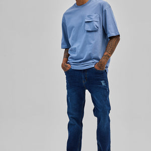 Blue Utility Pocket Oversized T-Shirt