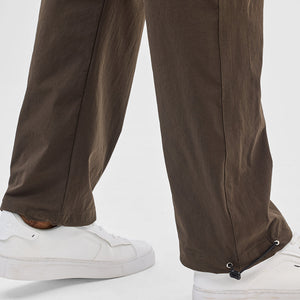 Dark Brown Relaxed Fit Parachute Pants