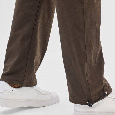Dark Brown Relaxed Fit Parachute Pants