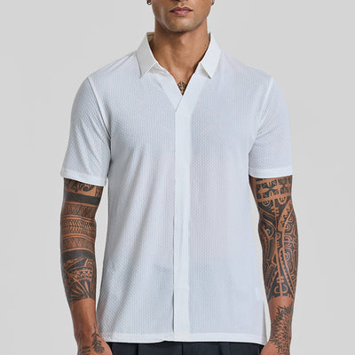 White Textured Polo T-Shirt