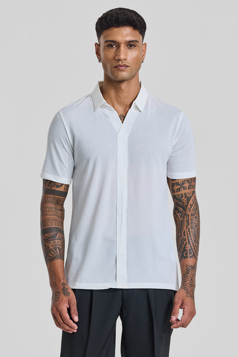 White Textured Polo T-Shirt